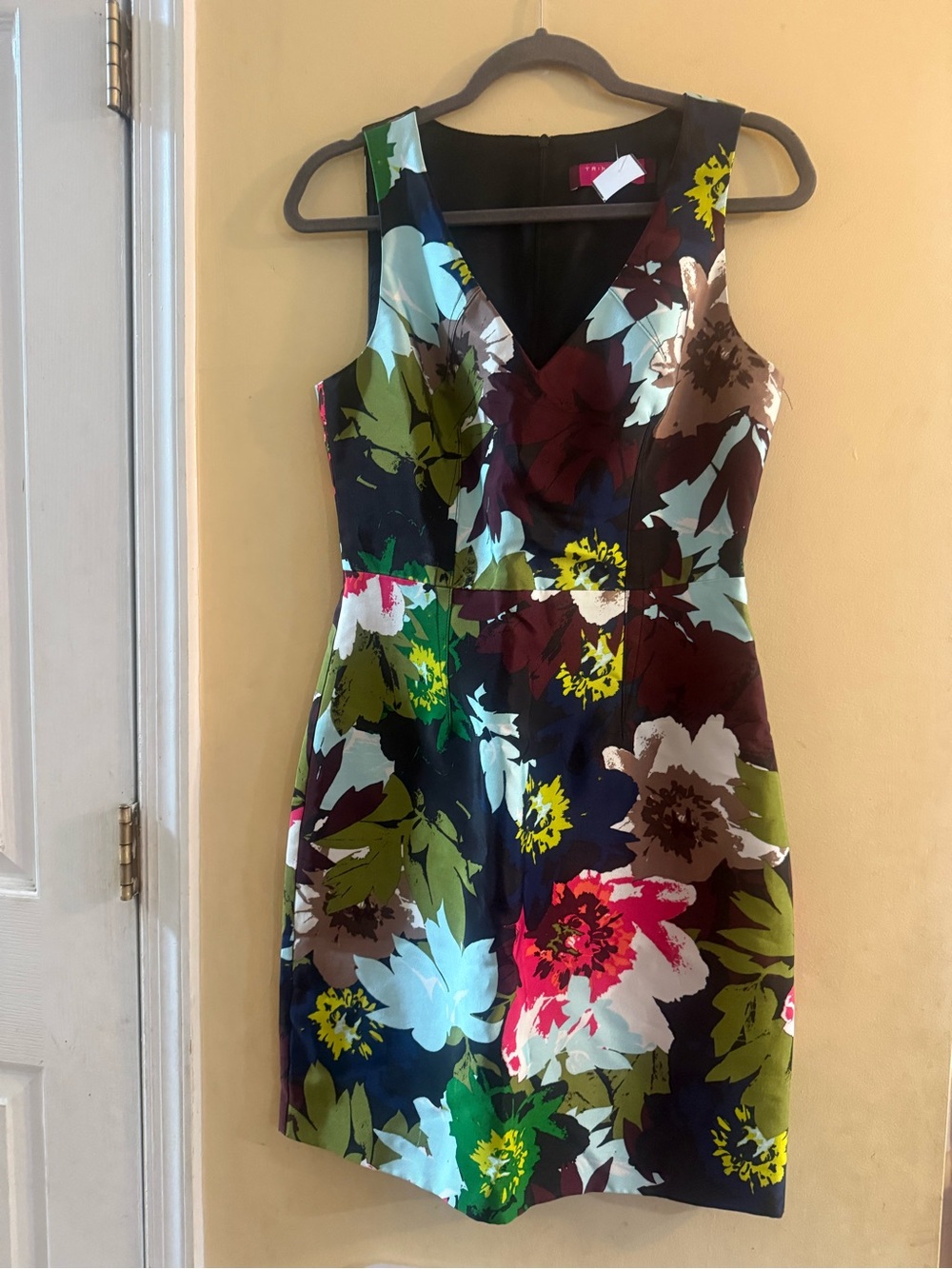 Trina Turk Floral V-Neck Sleeveless Mini Dress in Multicolor, sz 4